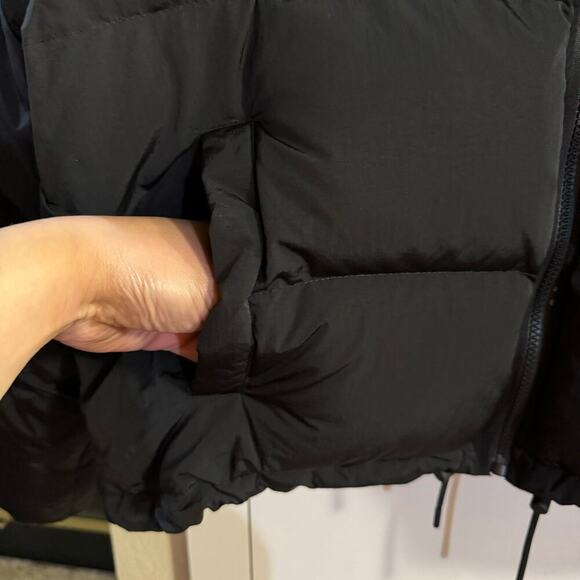 GOOD AMERICAN Hooded Puffer Jacket In Black Heavyweight Removable Hood Size XL - Picture 5 of 8